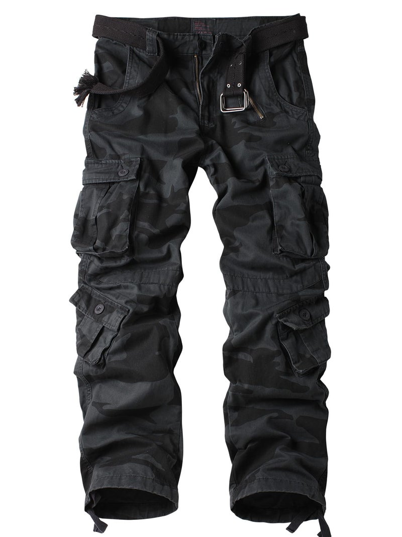AKARMY Men's Camo Cargo Work Pants Cotton Military Army Casual Tactical Wild Combat Pants with 8 Pockets E 30x32 - Image 1